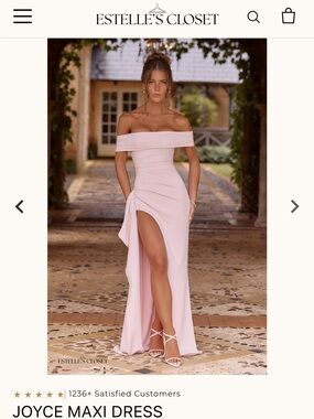 Estella's Closet Joyce Off-Shoulder Blush Maxi Gown.  Never been worn.